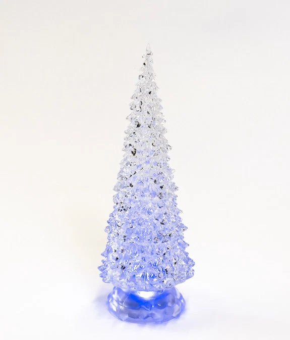 Glass Table Top Christmas Tree - Multicoloured flashing lights