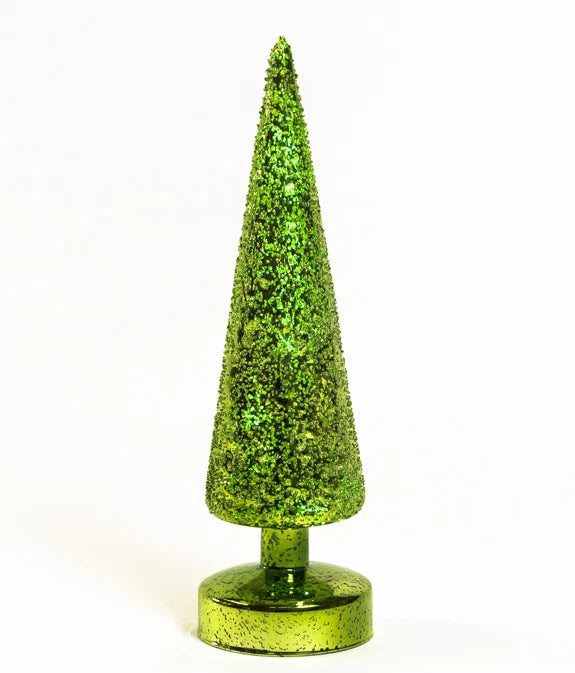 Glass Table Top Green Christmas Tree