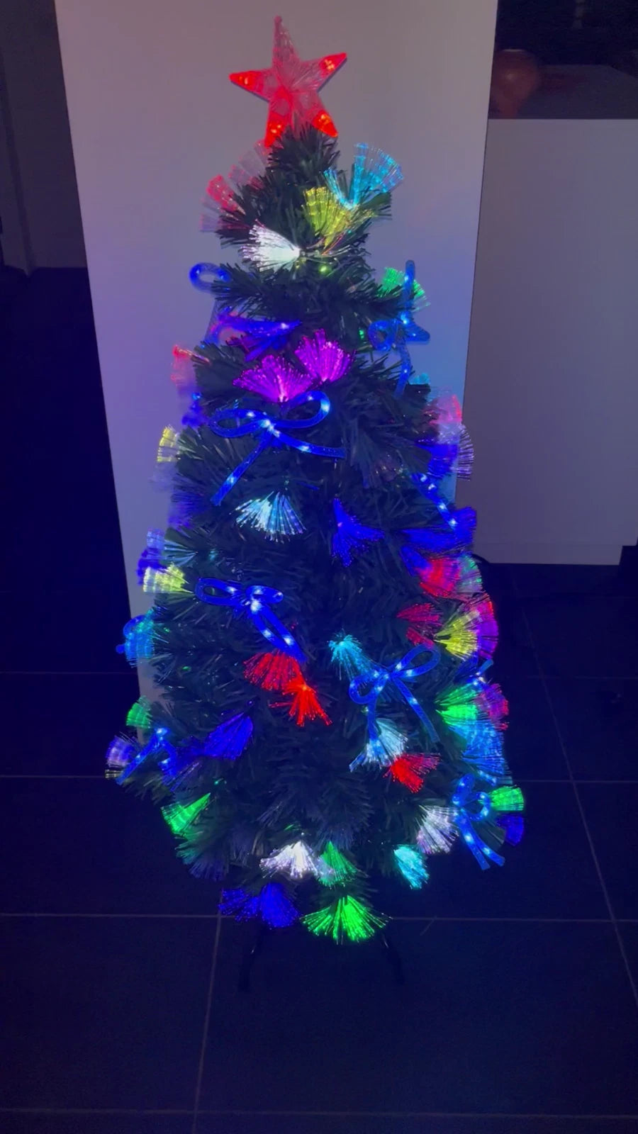 Christmas Tree Fibre Optic with Blue Bows - 180cm