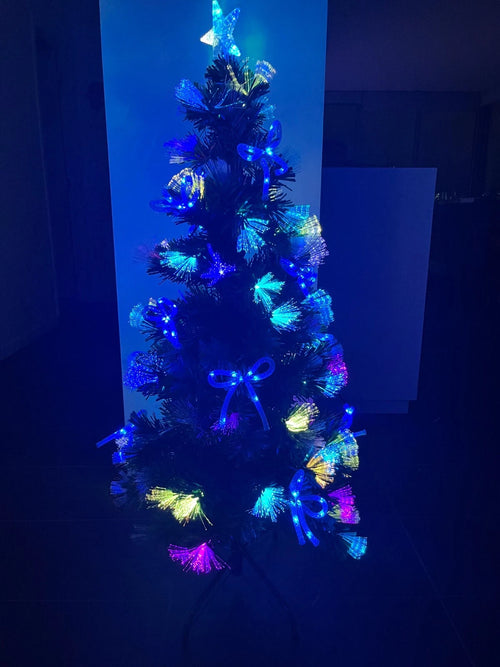 Christmas Tree Fibre Optic with Blue Bows - 180cm
