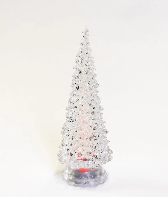 Glass Table Top Christmas Tree - Multicoloured flashing lights