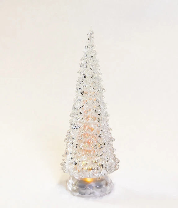 Glass Table Top Christmas Tree - Multicoloured flashing lights